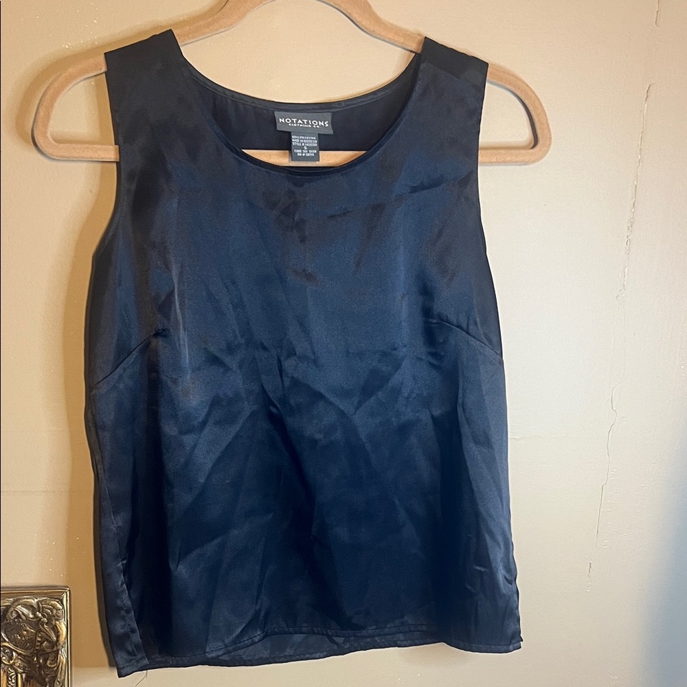 Notations Black Satin Scoop Neck Camisole